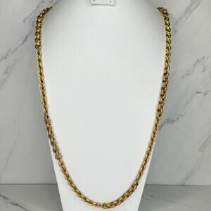 St. John Gold Chain Necklace 46" Palm Beach New York Text Links Statement ✨